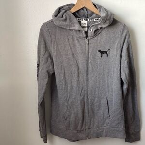victoria's secret pink gray full zip hoodie
